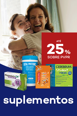 Promoção em suplementos com desconto de até 25% sobre preço de Venda ao Público Recomendado